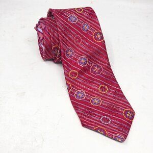 Robert Graham 100% Silk Red Striped Patterned Tie Men's
